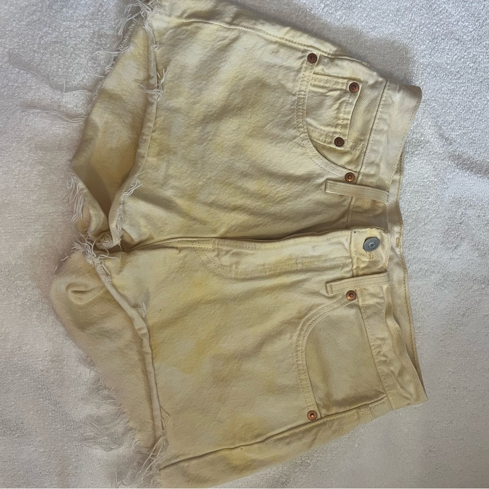 Women's Cute Yellow Washed Denim Shorts